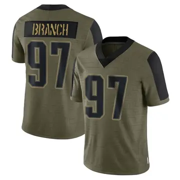 Nike Alan Branch Men's Limited New England Patriots Olive 2021 Salute To Service Jersey