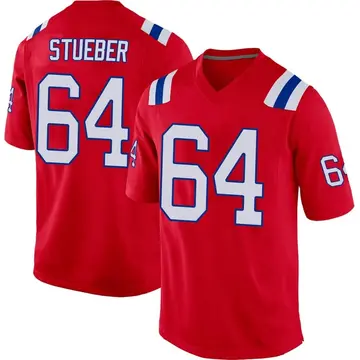 Nike Andrew Stueber Men's Game New England Patriots Red Alternate Jersey