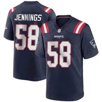 Nike Anfernee Jennings Men's Game New England Patriots Navy Blue Team Color Jersey
