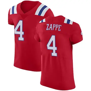 Nike Bailey Zappe Men's Elite New England Patriots Red Vapor Untouchable Alternate Jersey