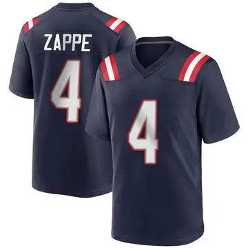 Nike Bailey Zappe Men's Game New England Patriots Navy Blue Team Color Jersey