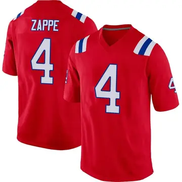 Nike Bailey Zappe Men's Game New England Patriots Red Alternate Jersey