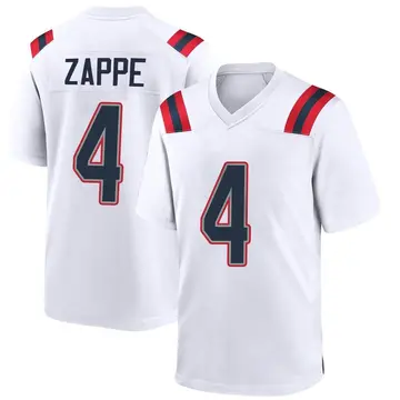 Nike Bailey Zappe Youth Game New England Patriots White Jersey