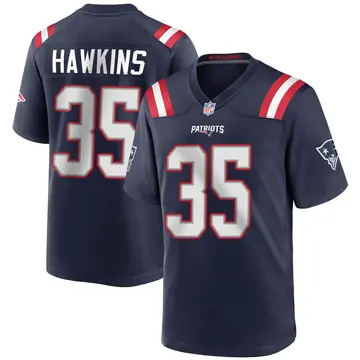 Nike Brad Hawkins Men's Game New England Patriots Navy Blue Team Color Jersey