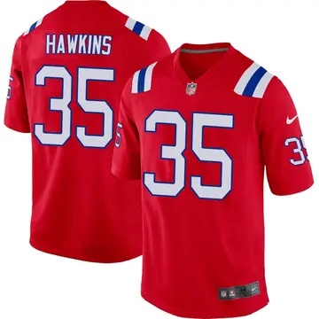 Nike Brad Hawkins Men's Game New England Patriots Red Alternate Jersey
