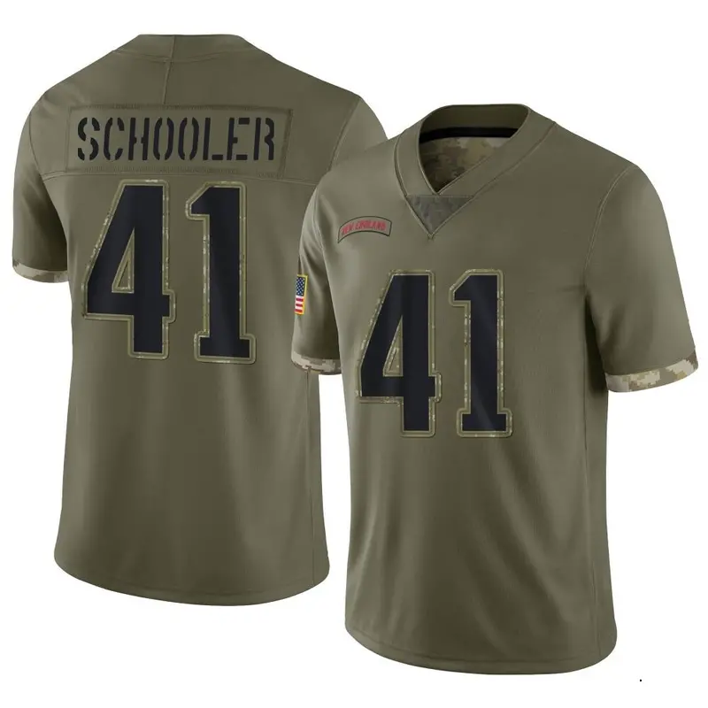Nike Brenden Schooler Men's Limited New England Patriots Olive 2022 Salute To Service Jersey