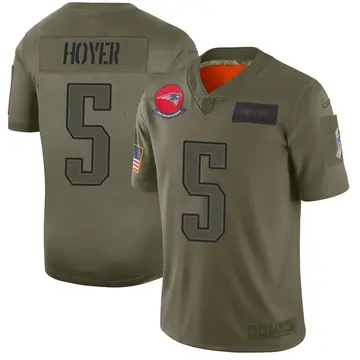 Nike Brian Hoyer Men's Limited New England Patriots Camo 2019 Salute to Service Jersey
