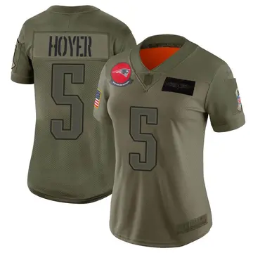 Nike Brian Hoyer Women's Limited New England Patriots Camo 2019 Salute to Service Jersey