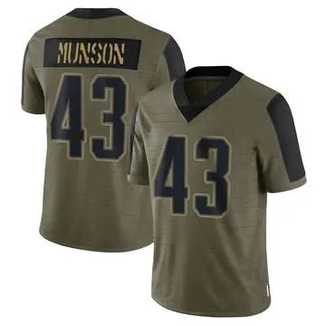 Nike Calvin Munson Men's Limited New England Patriots Olive 2021 Salute To Service Jersey
