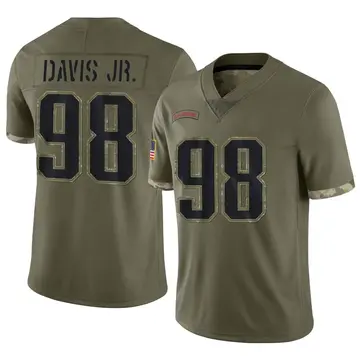Nike Carl Davis Jr. Men's Limited New England Patriots Olive 2022 Salute To Service Jersey
