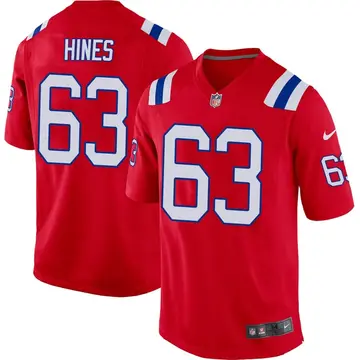 Nike Chasen Hines Men's Game New England Patriots Red Alternate Jersey