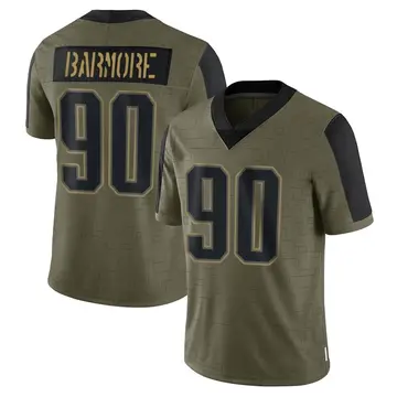 Nike Christian Barmore Men's Limited New England Patriots Olive 2021 Salute To Service Jersey