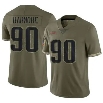 Nike Christian Barmore Men's Limited New England Patriots Olive 2022 Salute To Service Jersey