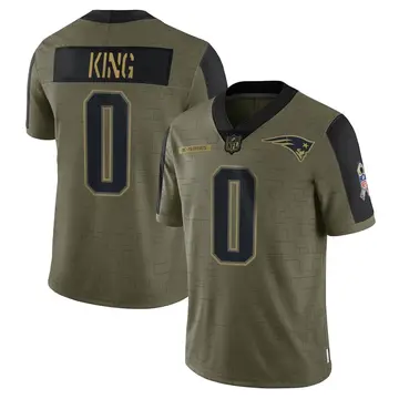 Nike D'Eriq King Men's Limited New England Patriots Olive 2021 Salute To Service Jersey