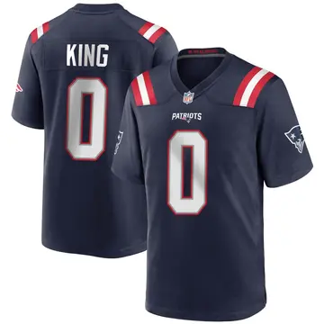Nike D'Eriq King Youth Game New England Patriots Navy Blue Team Color Jersey