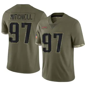 Nike DaMarcus Mitchell Men's Limited New England Patriots Olive 2022 Salute To Service Jersey