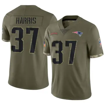 Nike Damien Harris Men's Limited New England Patriots Olive 2022 Salute To Service Jersey