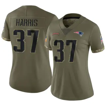 Nike Damien Harris Women's Limited New England Patriots Olive 2022 Salute To Service Jersey
