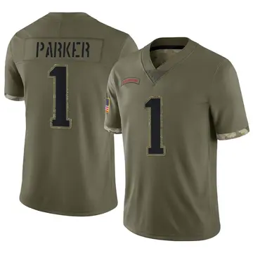 Nike DeVante Parker Men's Limited New England Patriots Olive 2022 Salute To Service Jersey