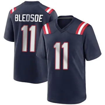 Nike Drew Bledsoe Men's Game New England Patriots Navy Blue Team Color Jersey
