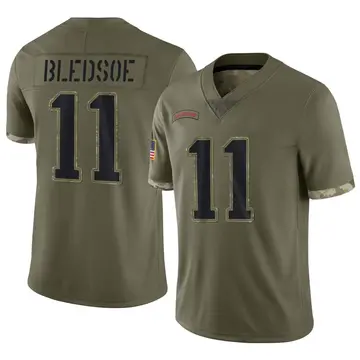 Nike Drew Bledsoe Youth Limited New England Patriots Olive 2022 Salute To Service Jersey