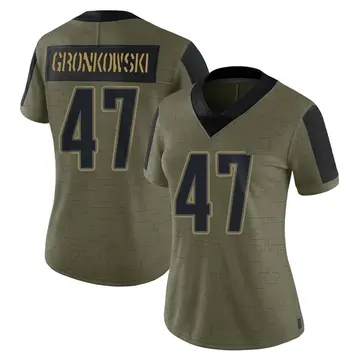 Nike Glenn Gronkowski Women's Limited New England Patriots Olive 2021 Salute To Service Jersey