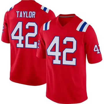 Nike J.J. Taylor Men's Game New England Patriots Red Alternate Jersey