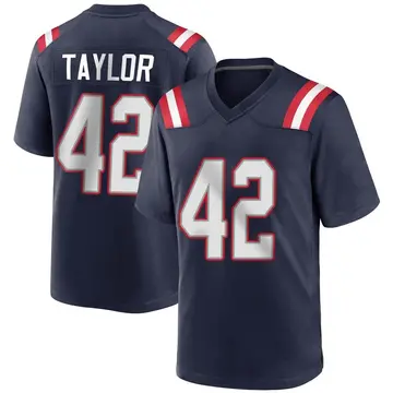 Nike J.J. Taylor Youth Game New England Patriots Navy Blue Team Color Jersey