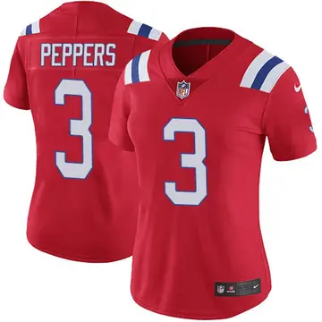 Nike Jabrill Peppers Women's Limited New England Patriots Red Vapor Untouchable Alternate Jersey