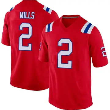 Nike Jalen Mills Men's Game New England Patriots Red Alternate Jersey