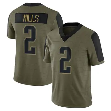 Nike Jalen Mills Men's Limited New England Patriots Olive 2021 Salute To Service Jersey