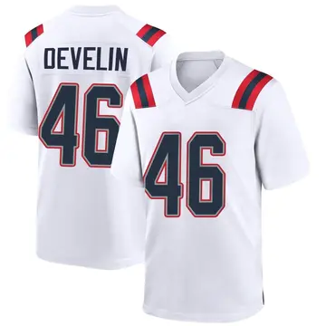 Nike James Develin Men's Game New England Patriots White Jersey