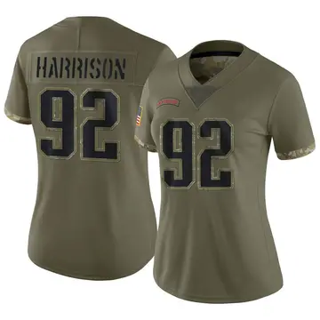 Nike James Harrison Women's Limited New England Patriots Olive 2022 Salute To Service Jersey
