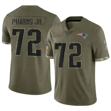 Nike Jeremiah Pharms Jr. Men's Limited New England Patriots Olive 2022 Salute To Service Jersey