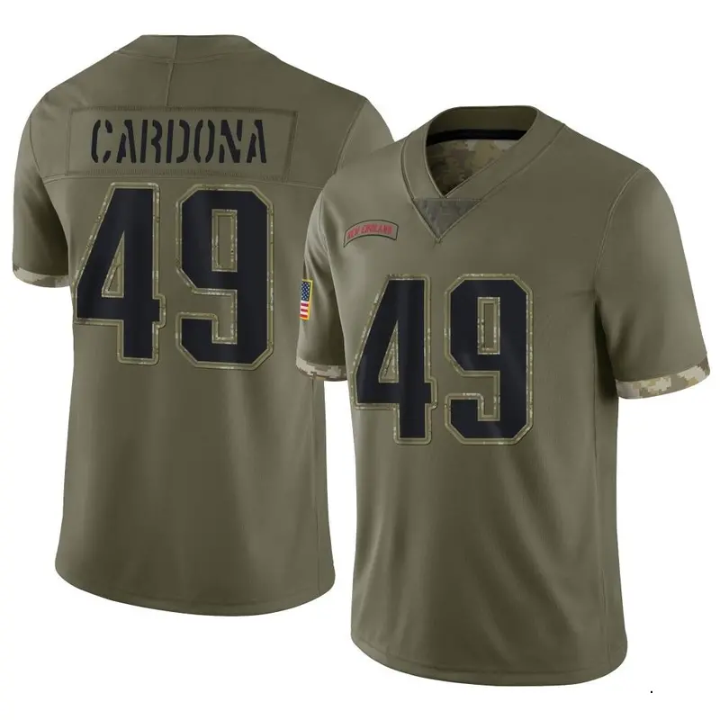 Nike Joe Cardona Men's Limited New England Patriots Olive 2022 Salute To Service Jersey