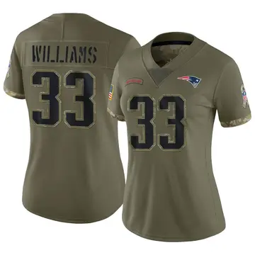 Nike Joejuan Williams Women's Limited New England Patriots Olive 2022 Salute To Service Jersey