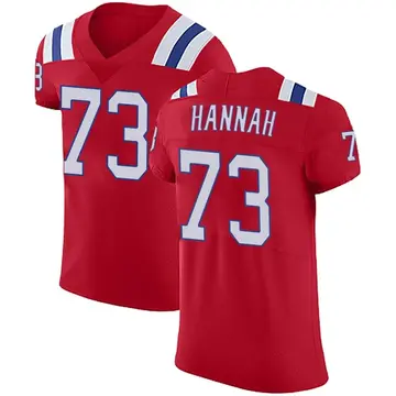 Nike John Hannah Men's Elite New England Patriots Red Vapor Untouchable Alternate Jersey