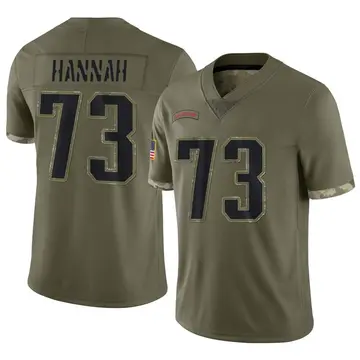 Nike John Hannah Men's Limited New England Patriots Olive 2022 Salute To Service Jersey