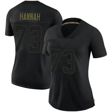Nike John Hannah Women's Limited New England Patriots Black 2020 Salute To Service Jersey