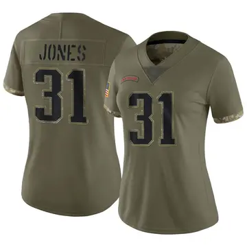 Nike Jonathan Jones Women's Limited New England Patriots Olive 2022 Salute To Service Jersey