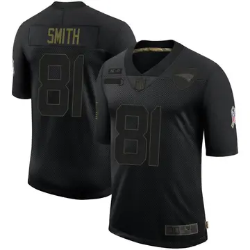Nike Jonnu Smith Men's Limited New England Patriots Black 2020 Salute To Service Jersey