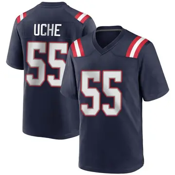 Nike Josh Uche Youth Game New England Patriots Navy Blue Team Color Jersey