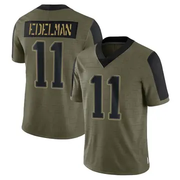 Nike Julian Edelman Men's Limited New England Patriots Olive 2021 Salute To Service Jersey