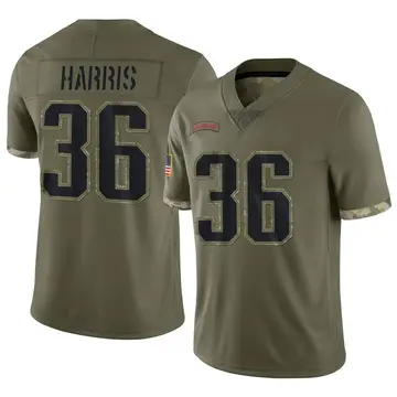 Nike Kevin Harris Men's Limited New England Patriots Olive 2022 Salute To Service Jersey