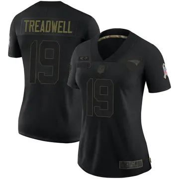 Nike Laquon Treadwell Women's Limited New England Patriots Black 2020 Salute To Service Jersey