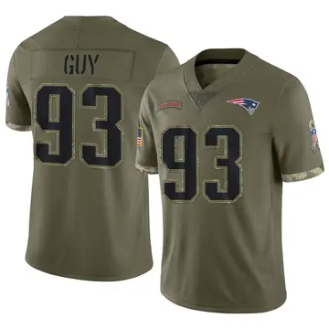 Nike Lawrence Guy Men's Limited New England Patriots Olive 2022 Salute To Service Jersey
