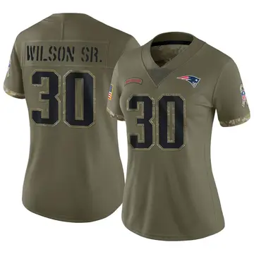 Nike Mack Wilson Sr. Women's Limited New England Patriots Olive 2022 Salute To Service Jersey