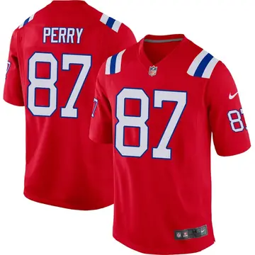 Nike Malcolm Perry Men's Game New England Patriots Red Alternate Jersey