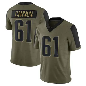 Nike Marcus Cannon Men's Limited New England Patriots Olive 2021 Salute To Service Jersey