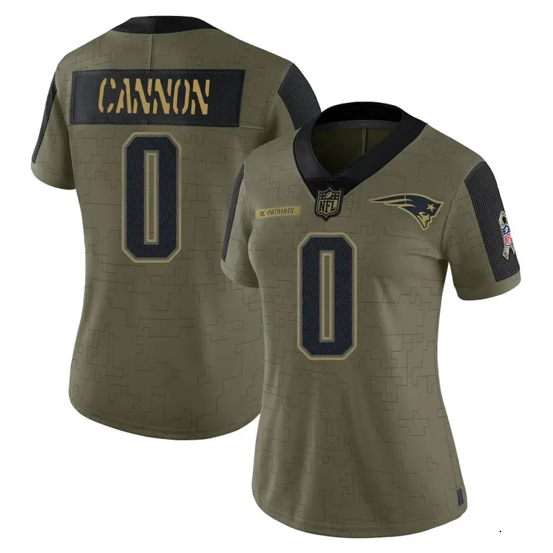 Nike Marcus Cannon Women's Limited New England Patriots Olive 2021 Salute To Service Jersey